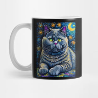 The British Shorthair Cat in starry night Mug